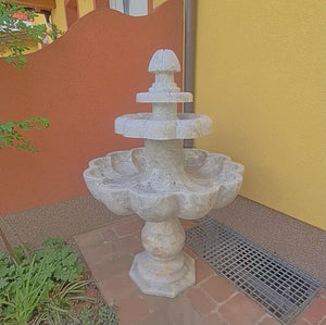 Massiver Marmor Brunnen - 100% Naturstein - handgearbeitet Nr.2 im Garten, marokkanisches Design, einzigartige Gartendekoration