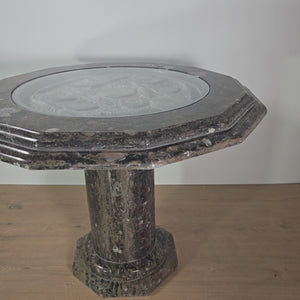 Couchtisch mit Orthoceras und Ammoniten - Fossilien Naturstein - Nr.2, exklusiver Couchtisch aus echtem Naturstein.