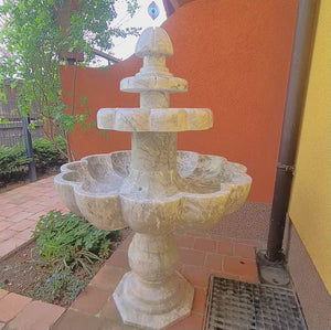 Massiver Marmor Brunnen - 100% Naturstein - handgearbeitet Nr.2, einzigartiger Gartenbrunnen aus Marokko, für Innen- und Außenbereich geeignet.