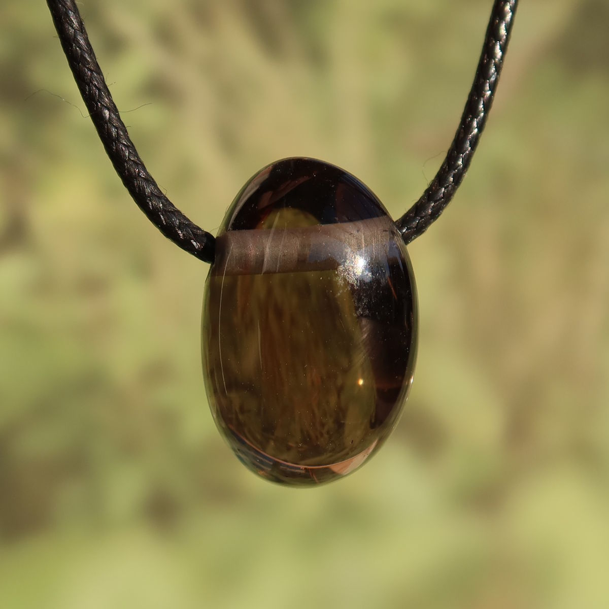 Rauchquarz gebohrt- Anti Stress Stein - Nr. 1, brauner Anhänger, natürlich geerdet und einzigartig.
