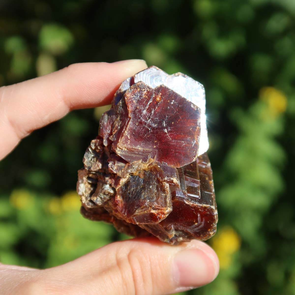 Vanadinit - Natürliche Kristallstufe aus Marokko 6x4,5x4,5cm - 0,22kg Nr.42 in Hand gehalten.